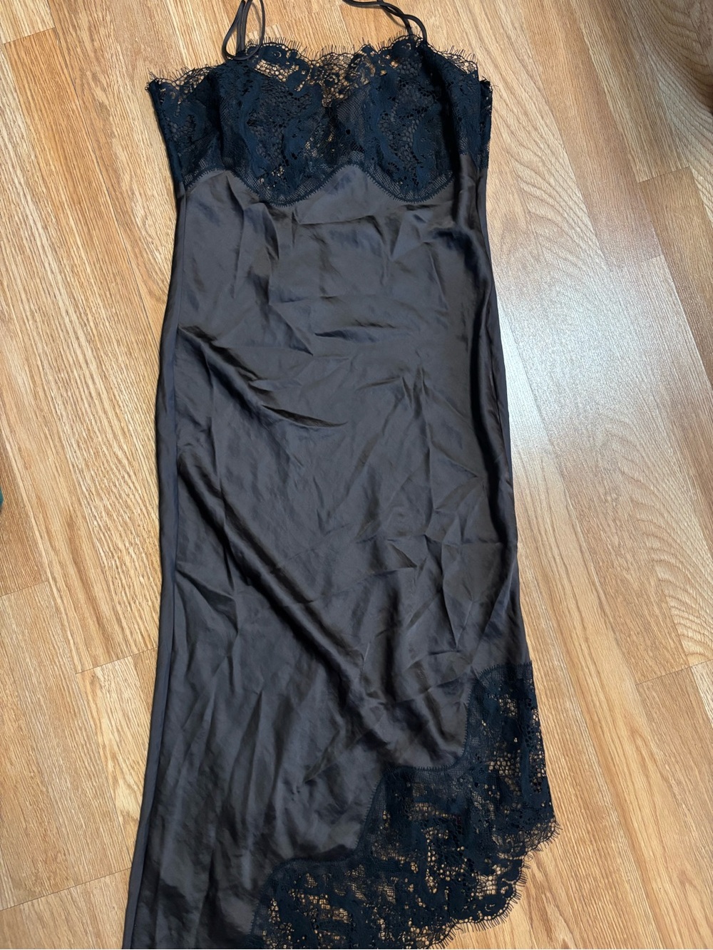 Zara Brown Lace-Trim Slip Dress - Picture 9 of 11